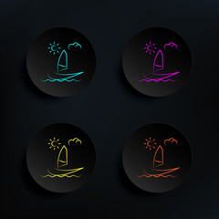Poster - Sailing ship dark badge color set icon. Simple thin line, outline vector of travel icons for ui and ux, website or mobile application