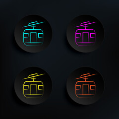 Poster - cable transport gondola lift dark badge color set icon. simple thin line, outline vector of travel i