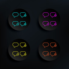 Leinwandbilder - speech, bubble, plus, remove, minus sign dark badge color set icon. simple thin line, outline vector
