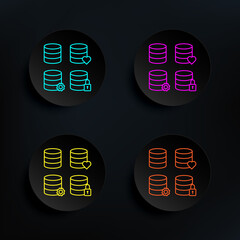 Poster - Date, base, lock, settings, heart sign dark badge color set icon. Simple thin line, outline vector of web icons for ui and ux, website or mobile application