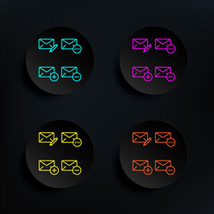 Poster - Mail, write, spam, plus, minus sign dark badge color set icon. Simple thin line, outline vector of web icons for ui and ux, website or mobile application