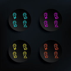 Poster - Pin, star, check, delete, exclamation sign dark badge color set icon. Simple thin line, outline vector of web icons for ui and ux, website or mobile application