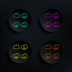 Leinwandbilder - cloud, exclamatory, check, plus sign dark badge color set icon. simple thin line, outline vector of 