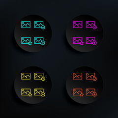 Poster - Picture, star, plus, check sign dark badge color set icon. Simple thin line, outline vector of web icons for ui and ux, website or mobile application