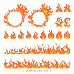 Wall Mural - simple vector flame icons in flat style