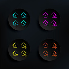 Poster - House, plus, check, minus sign dark badge color set icon. Simple thin line, outline vector of web icons for ui and ux, website or mobile application
