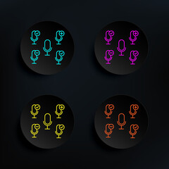 Poster - Microphone, plus, remove, minus sign dark badge color set icon. Simple thin line, outline vector of web icons for ui and ux, website or mobile application