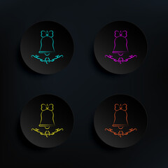Poster - Wedding bell dark badge color set icon. Simple thin line, outline vector of wedding icons for ui and ux, website or mobile application