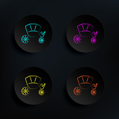 Poster - Wedding coach dark badge color set icon. Simple thin line, outline vector of wedding icons for ui and ux, website or mobile application