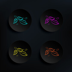Poster - Lips with hearts dark badge color set icon. Simple thin line, outline vector of wedding icons for ui and ux, website or mobile application