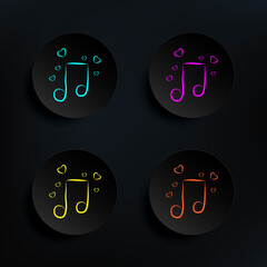Poster - Musical note with hearts dark badge color set icon. Simple thin line, outline vector of wedding icons for ui and ux, website or mobile application