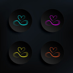 Poster - Heart of lovers dark badge color set icon. Simple thin line, outline vector of wedding icons for ui and ux, website or mobile application