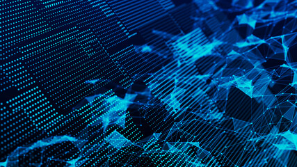 Poster - Digital technology background. Big data visualization. Technology and science. 3d rendering.