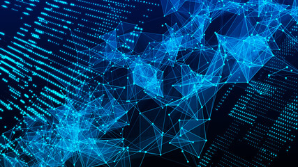 Poster - Digital technology background. Big data visualization. Technology and science. 3d rendering.