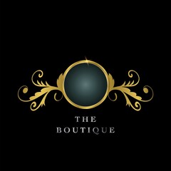 Poster - Golden Circle Frame Logo Luxury Boutique vector template design concept.