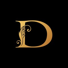 Canvas Print - Letter D Golden Initial Luxury Logo Icon, monogram vector design concept.