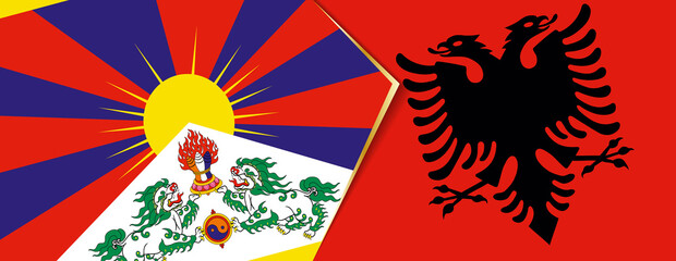 Wall Mural - Tibet and Albania flags, two vector flags.