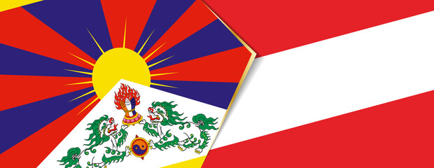 Wall Mural - Tibet and Austria flags, two vector flags.