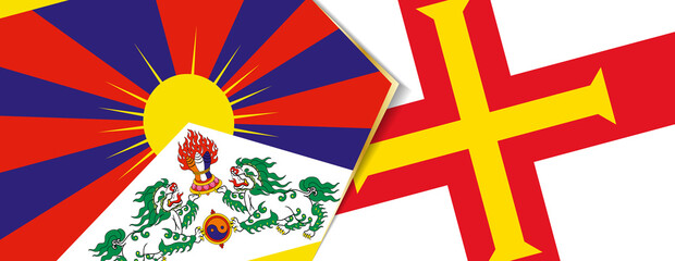 Wall Mural - Tibet and Guernsey flags, two vector flags.