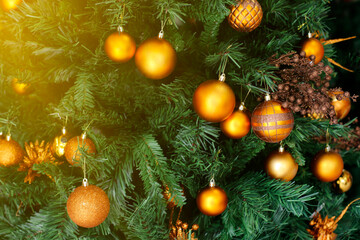 Canvas Print - Close up of christmas tree and festive details