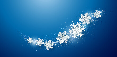 Wall Mural - Christmas and winter design of snowflake and snow with lights on blue background vector illustration