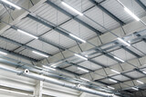 Fototapeta  - large industrial hall - transport warehouse - modern LED lighting
