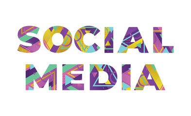 Poster - Social Media Concept Retro Colorful Word Art Illustration