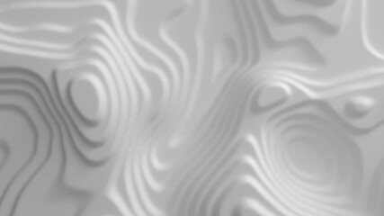 Aufkleber - 3d render of abstract white topography relief surface distortion. Wavy step shape morphing. Looped monochrome animation. Mountain smooth erosion