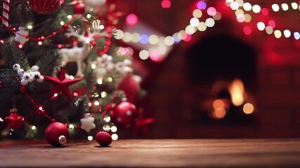 Wall Mural - christmas tree with decorations and gifts
