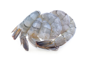 Wall Mural - Raw prawns isolated on white background