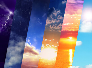 Wall Mural - photos of sky in collage. different weather
