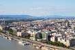 Panoramic cityscape view of Budapest from the Gellert Hill, capital of Hungary. 