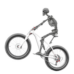 Wall Mural - skeleton is riding a bike side view