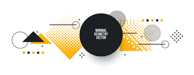 Leinwandbilder - geometry background vector illustration. minimal geometry vector graphic design. two-color abstract composition in the style of Bauhaus and Memphis