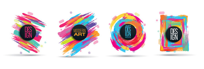 Poster - new collection Vector frame for text Modern Art graphics for hipsters . dynamic frame stylish geometric black background with gold. element for design business cards, invitations, gift cards