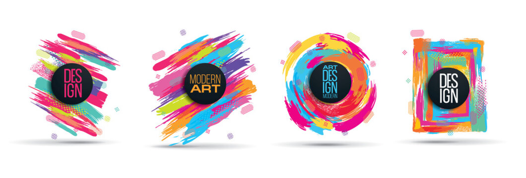 new collection Vector frame for text Modern Art graphics for hipsters . dynamic frame stylish geometric black background with gold. element for design business cards, invitations, gift cards