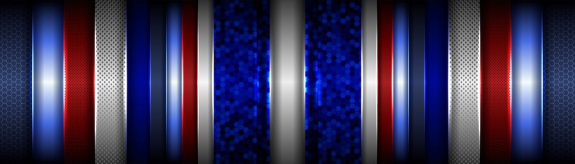 abstract classic red geometric metallic on dark blue background