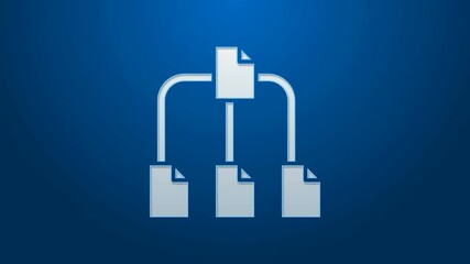 Aufkleber - White line Folder tree icon isolated on blue background. Computer network file folder organization structure flowchart. 4K Video motion graphic animation.