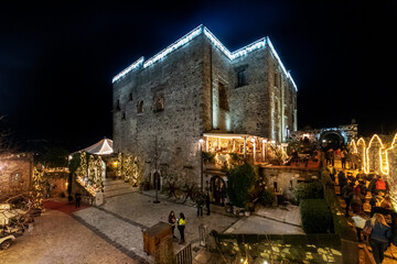 Wall Mural - Traditional Christmas market in the Medieval Castle of Limatola, Campania, Italy