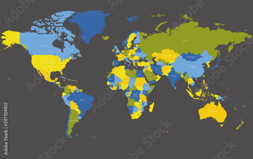 Colorful political map of World Canvas