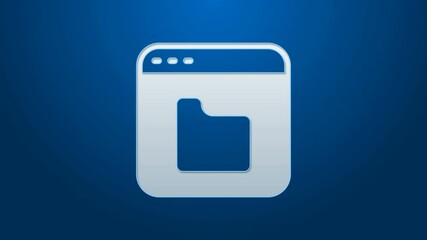 Poster - White line Browser files icon isolated on blue background. 4K Video motion graphic animation.