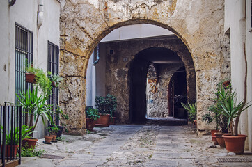 Street of the old town in Palermo, Italy