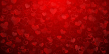 Background Of Translucent Small Hearts In Red Colors. Valentine's Day Illustration
