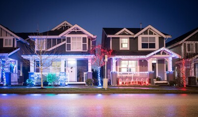 Christmas Decor Outside a Suburban House