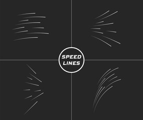 Fototapete - Speed lines, white, on a dark background. Vector design objects, overlays, isolated.