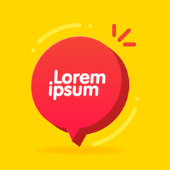 Poster - 3d Speech Bubble Shape. Vector chat box banner. Sticker, tag, badge template with space for text