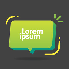 Poster - 3d Speech Bubble Shape. Vector chat box banner. Sticker, tag, badge template with space for text