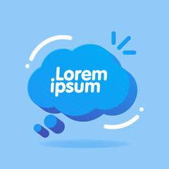 Poster - 3d Speech Bubble Shape. Vector chat box banner. Sticker, tag, badge template with space for text