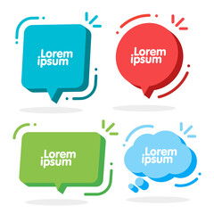 Poster - 3d Speech Bubble Shapes Set. Vector cloud, square, circle and rectangle chat box banner.