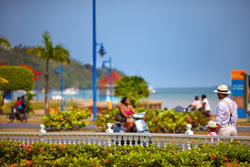 casual caribbean street life of Santa Barbara de Samana, Dominican Republic